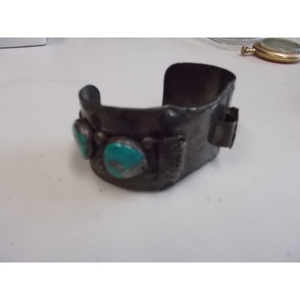 Vintage Native American Style Turquoise watch Cuff Bracelet Wide Bangle
